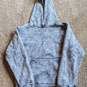 TALENTLESS Navy-Denim Washed Hoodie with Tan Logo Patch. Excellent Shape.